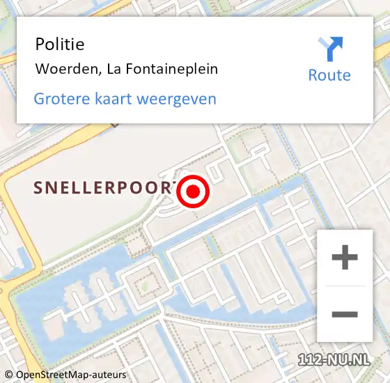 Locatie op kaart van de 112 melding: Politie Woerden, La Fontaineplein op 27 juni 2021 13:55