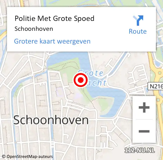 Locatie op kaart van de 112 melding: Politie Met Grote Spoed Naar Schoonhoven op 27 juni 2021 14:03