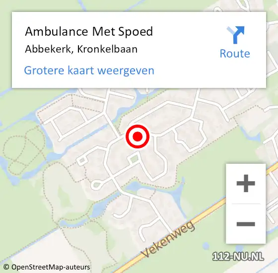 Locatie op kaart van de 112 melding: Ambulance Met Spoed Naar Abbekerk, Kronkelbaan op 27 juni 2021 14:29