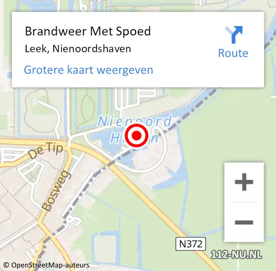 Locatie op kaart van de 112 melding: Brandweer Met Spoed Naar Leek, Nienoordshaven op 27 juni 2021 14:42