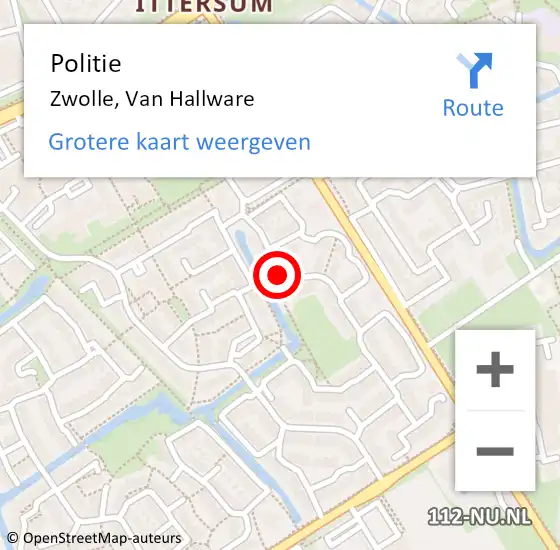 Locatie op kaart van de 112 melding: Politie Zwolle, Van Hallware op 27 juni 2021 14:43