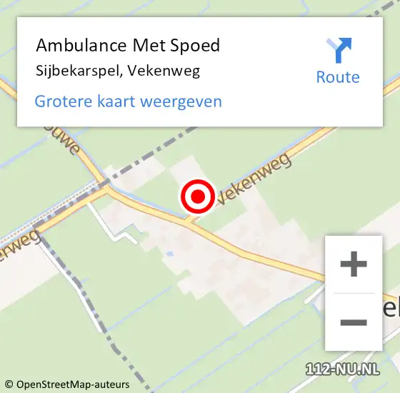 Locatie op kaart van de 112 melding: Ambulance Met Spoed Naar Sijbekarspel, Vekenweg op 27 juni 2021 14:52
