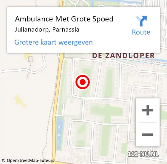 Locatie op kaart van de 112 melding: Ambulance Met Grote Spoed Naar Julianadorp, Parnassia op 27 juni 2021 14:55