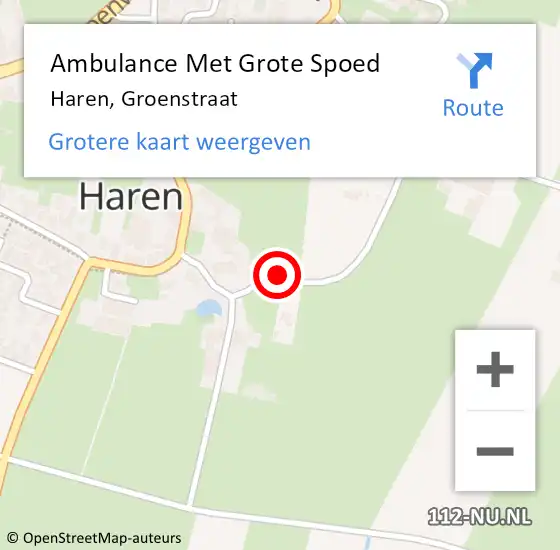 Locatie op kaart van de 112 melding: Ambulance Met Grote Spoed Naar Haren, Groenstraat op 14 juni 2014 14:23