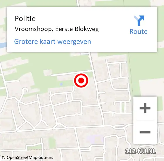 Locatie op kaart van de 112 melding: Politie Vroomshoop, Eerste Blokweg op 27 juni 2021 15:05