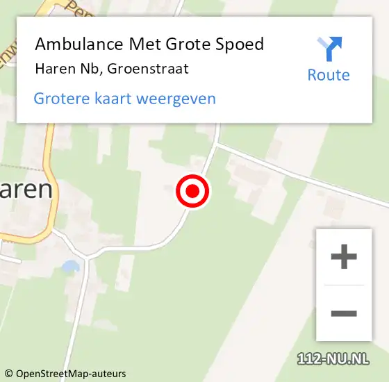 Locatie op kaart van de 112 melding: Ambulance Met Grote Spoed Naar Haren Nb, Groenstraat op 14 juni 2014 14:24