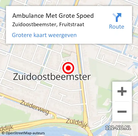 Locatie op kaart van de 112 melding: Ambulance Met Grote Spoed Naar Zuidoostbeemster, Fruitstraat op 27 juni 2021 15:16