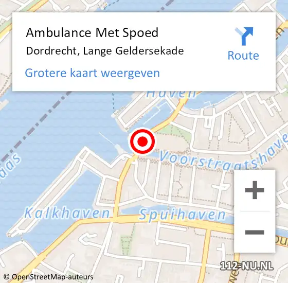 Locatie op kaart van de 112 melding: Ambulance Met Spoed Naar Dordrecht, Lange Geldersekade op 27 juni 2021 15:16