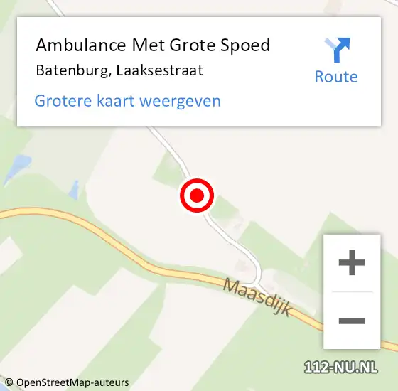 Locatie op kaart van de 112 melding: Ambulance Met Grote Spoed Naar Batenburg, Laaksestraat op 27 juni 2021 15:32