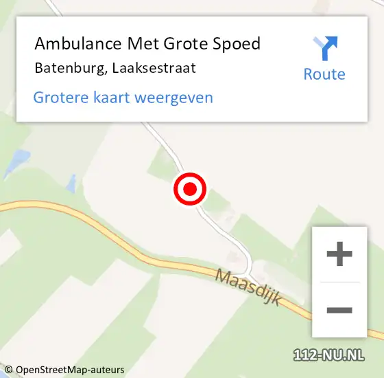 Locatie op kaart van de 112 melding: Ambulance Met Grote Spoed Naar Batenburg, Laaksestraat op 27 juni 2021 15:33