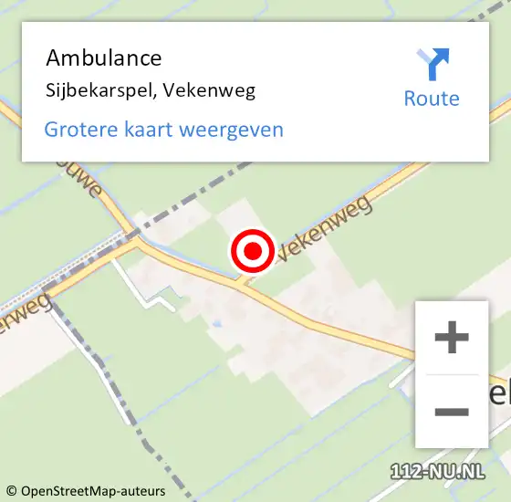 Locatie op kaart van de 112 melding: Ambulance Sijbekarspel, Vekenweg op 27 juni 2021 15:37