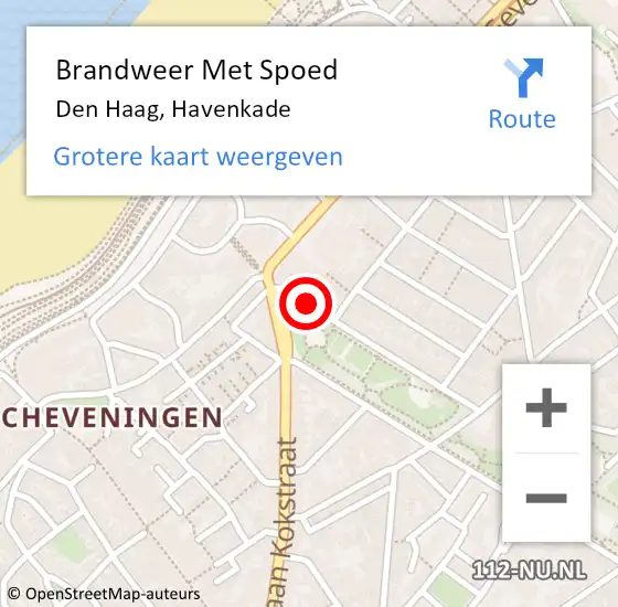 Locatie op kaart van de 112 melding: Brandweer Met Spoed Naar Den Haag, Havenkade op 27 juni 2021 15:52