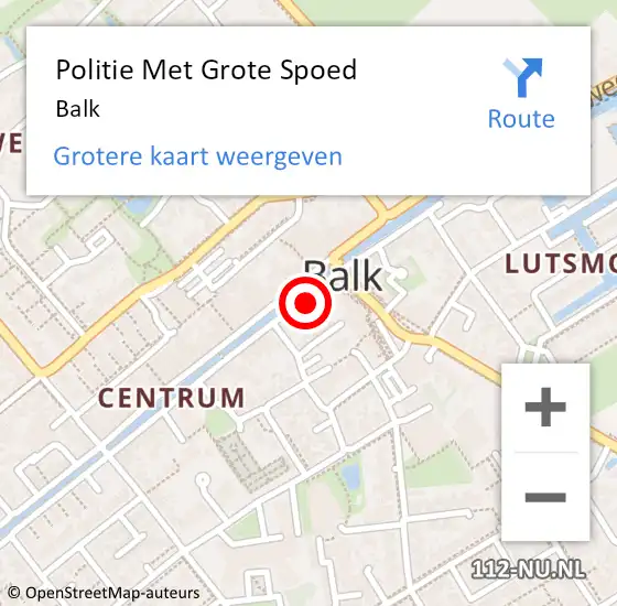 Locatie op kaart van de 112 melding: Politie Met Grote Spoed Naar Balk op 27 juni 2021 16:03