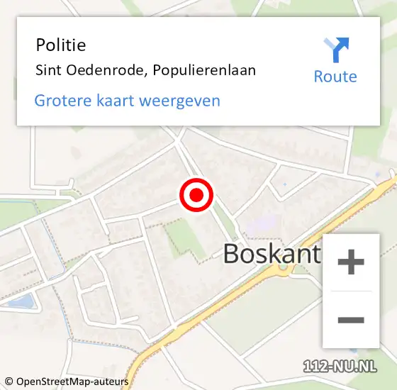 Locatie op kaart van de 112 melding: Politie Sint Oedenrode, Populierenlaan op 27 juni 2021 16:07