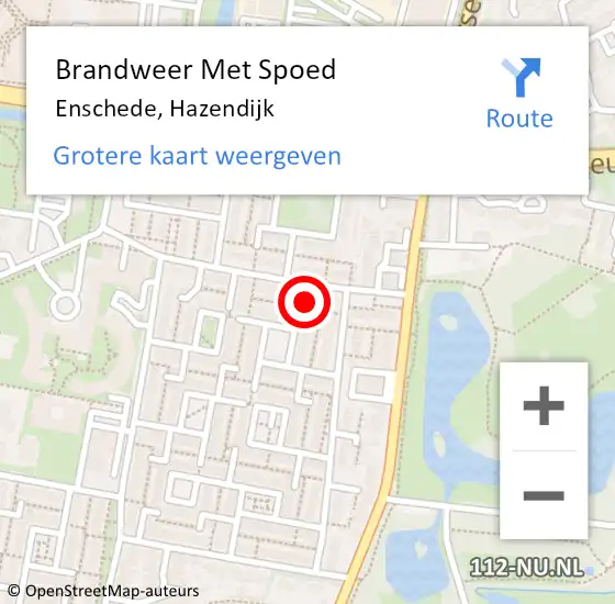 Locatie op kaart van de 112 melding: Brandweer Met Spoed Naar Enschede, Hazendijk op 27 juni 2021 16:13