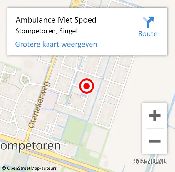 Locatie op kaart van de 112 melding: Ambulance Met Spoed Naar Stompetoren, Singel op 27 juni 2021 16:14