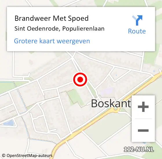 Locatie op kaart van de 112 melding: Brandweer Met Spoed Naar Sint Oedenrode, Populierenlaan op 27 juni 2021 16:38