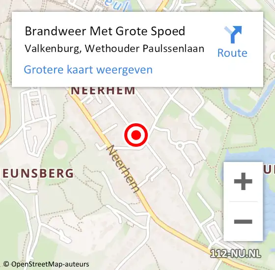 Locatie op kaart van de 112 melding: Brandweer Met Grote Spoed Naar Valkenburg, Wethouder Paulssenlaan op 27 juni 2021 16:42