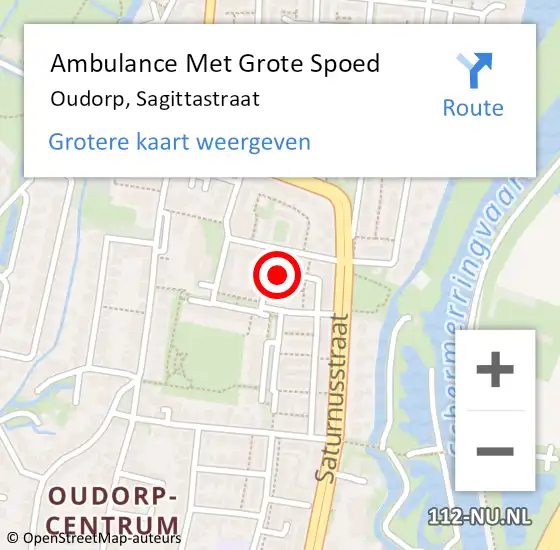 Locatie op kaart van de 112 melding: Ambulance Met Grote Spoed Naar Oudorp, Sagittastraat op 27 juni 2021 16:49