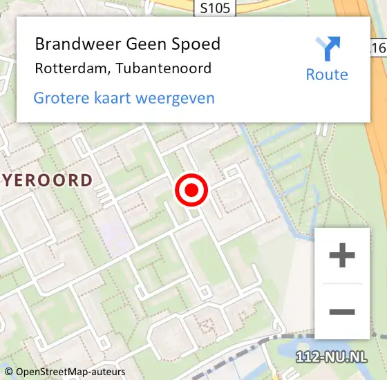 Locatie op kaart van de 112 melding: Brandweer Geen Spoed Naar Rotterdam, Tubantenoord op 27 juni 2021 16:49