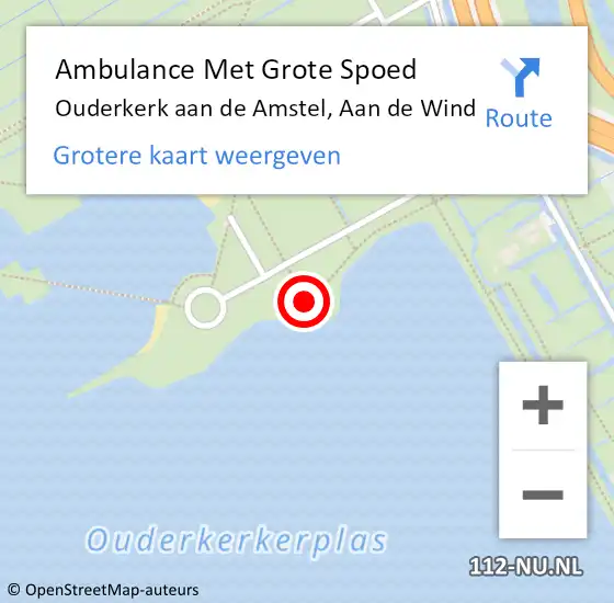 Locatie op kaart van de 112 melding: Ambulance Met Grote Spoed Naar Ouderkerk aan de Amstel, Aan de Wind op 27 juni 2021 16:50