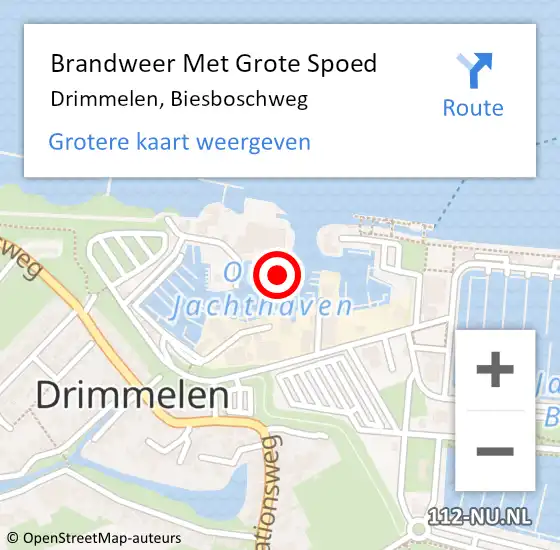 Locatie op kaart van de 112 melding: Brandweer Met Grote Spoed Naar Drimmelen, Biesboschweg op 27 juni 2021 16:56