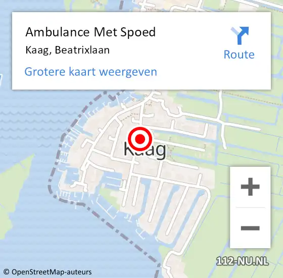 Locatie op kaart van de 112 melding: Ambulance Met Spoed Naar Kaag, Beatrixlaan op 27 juni 2021 17:07