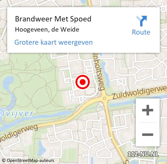 Locatie op kaart van de 112 melding: Brandweer Met Spoed Naar Hoogeveen, de Weide op 27 juni 2021 17:14