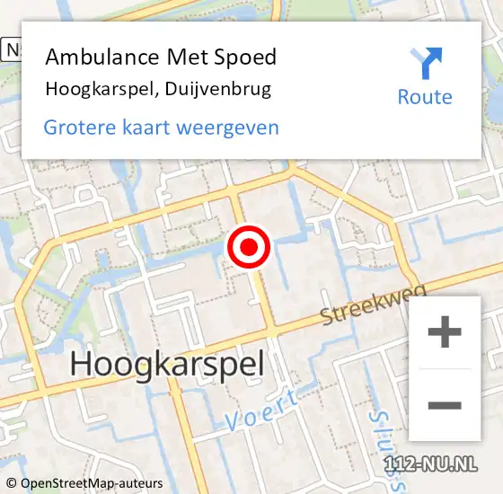 Locatie op kaart van de 112 melding: Ambulance Met Spoed Naar Hoogkarspel, Duijvenbrug op 27 juni 2021 17:25