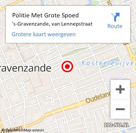 Locatie op kaart van de 112 melding: Politie Met Grote Spoed Naar 's-Gravenzande, van Lennepstraat op 27 juni 2021 17:27