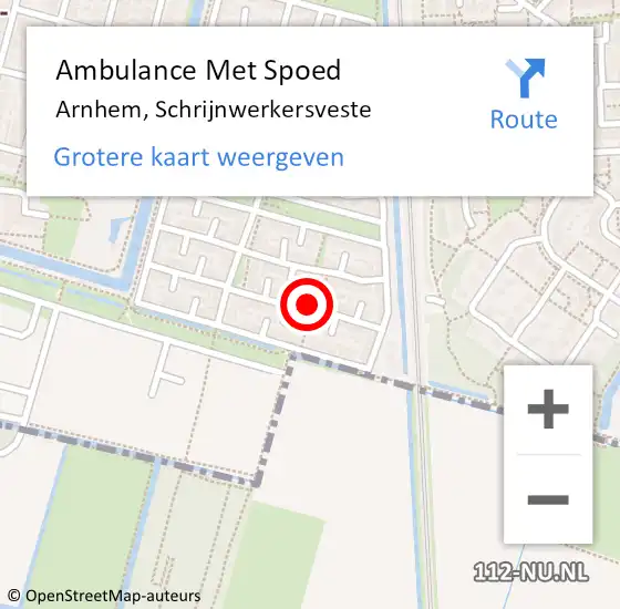 Locatie op kaart van de 112 melding: Ambulance Met Spoed Naar Arnhem, Schrijnwerkersveste op 27 juni 2021 17:38