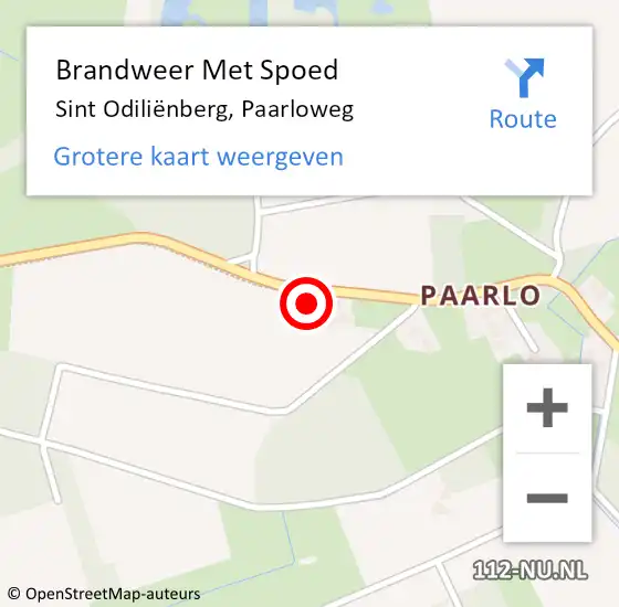 Locatie op kaart van de 112 melding: Brandweer Met Spoed Naar Sint Odiliënberg, Paarloweg op 27 juni 2021 17:47