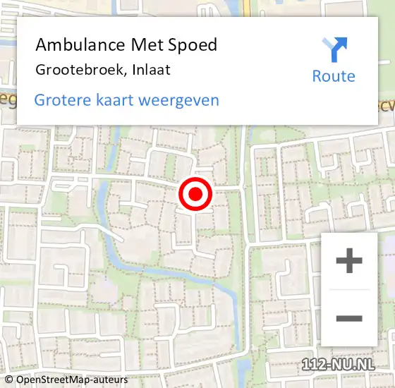 Locatie op kaart van de 112 melding: Ambulance Met Spoed Naar Grootebroek, Inlaat op 27 juni 2021 17:49