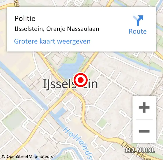 Locatie op kaart van de 112 melding: Politie IJsselstein, Oranje Nassaulaan op 27 juni 2021 17:51