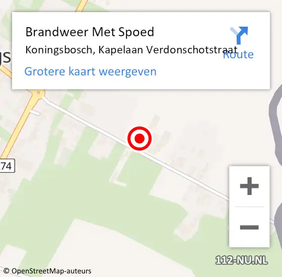 Locatie op kaart van de 112 melding: Brandweer Met Spoed Naar Koningsbosch, Kapelaan Verdonschotstraat op 27 juni 2021 17:53