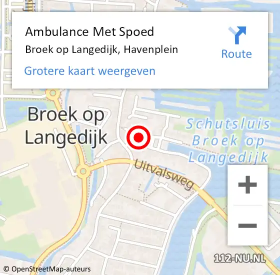 Locatie op kaart van de 112 melding: Ambulance Met Spoed Naar Broek op Langedijk, Havenplein op 27 juni 2021 17:54