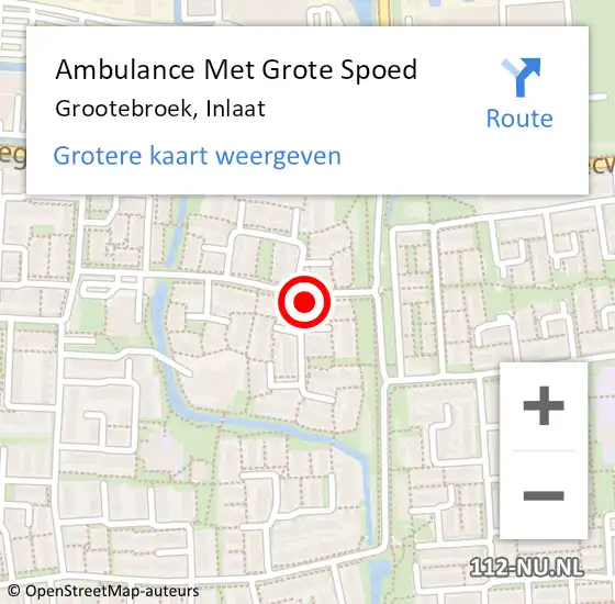 Locatie op kaart van de 112 melding: Ambulance Met Grote Spoed Naar Grootebroek, Inlaat op 27 juni 2021 17:56