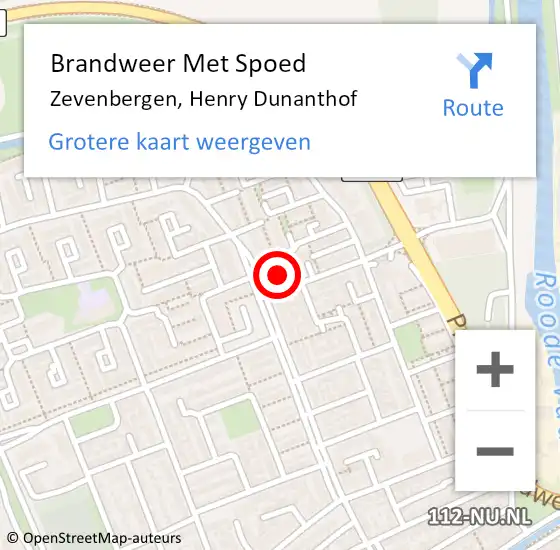 Locatie op kaart van de 112 melding: Brandweer Met Spoed Naar Zevenbergen, Henry Dunanthof op 27 juni 2021 18:01