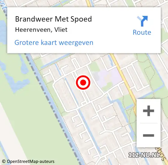 Locatie op kaart van de 112 melding: Brandweer Met Spoed Naar Heerenveen, Vliet op 27 juni 2021 18:02
