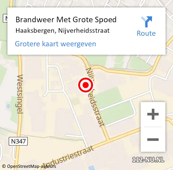 Locatie op kaart van de 112 melding: Brandweer Met Grote Spoed Naar Haaksbergen, Nijverheidsstraat op 27 juni 2021 18:03