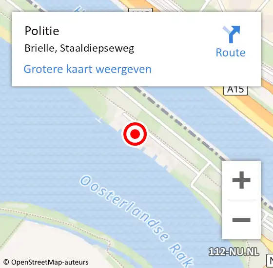 Locatie op kaart van de 112 melding: Politie Brielle, Staaldiepseweg op 27 juni 2021 18:06