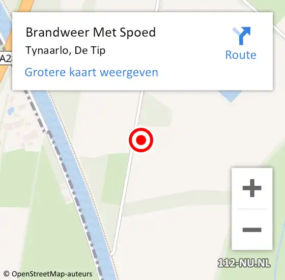 Locatie op kaart van de 112 melding: Brandweer Met Spoed Naar Tynaarlo, De Tip op 27 juni 2021 18:08