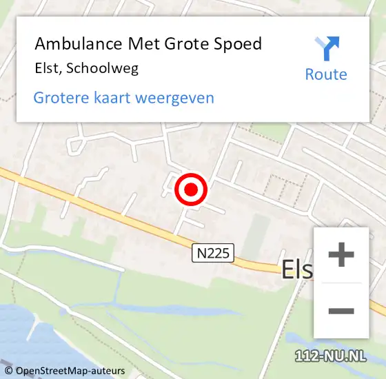 Locatie op kaart van de 112 melding: Ambulance Met Grote Spoed Naar Elst, Schoolweg op 27 juni 2021 18:09