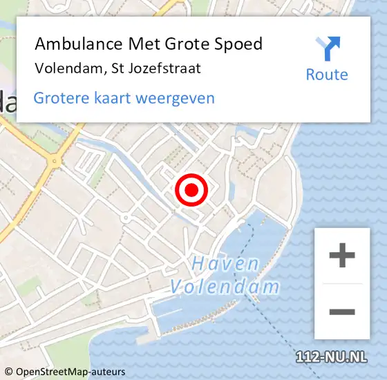 Locatie op kaart van de 112 melding: Ambulance Met Grote Spoed Naar Volendam, St Jozefstraat op 27 juni 2021 18:13