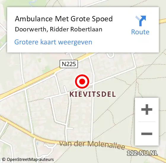 Locatie op kaart van de 112 melding: Ambulance Met Grote Spoed Naar Doorwerth, Ridder Robertlaan op 27 juni 2021 18:19