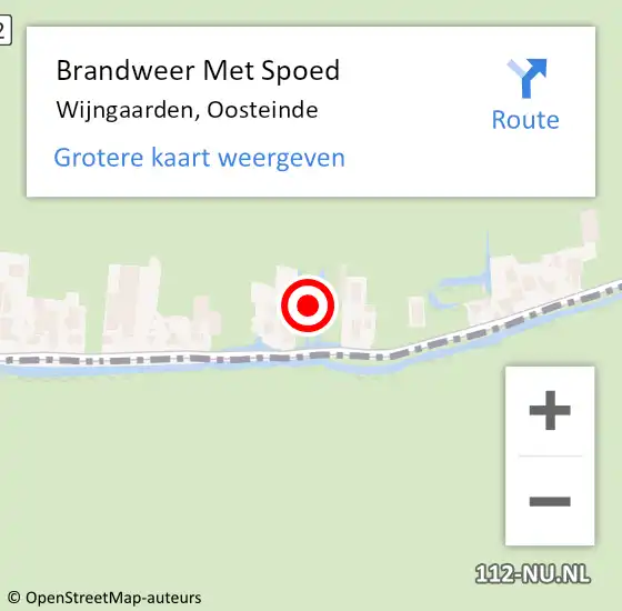 Locatie op kaart van de 112 melding: Brandweer Met Spoed Naar Wijngaarden, Oosteinde op 27 juni 2021 18:31