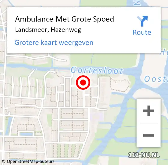 Locatie op kaart van de 112 melding: Ambulance Met Grote Spoed Naar Landsmeer, Hazenweg op 27 juni 2021 18:33