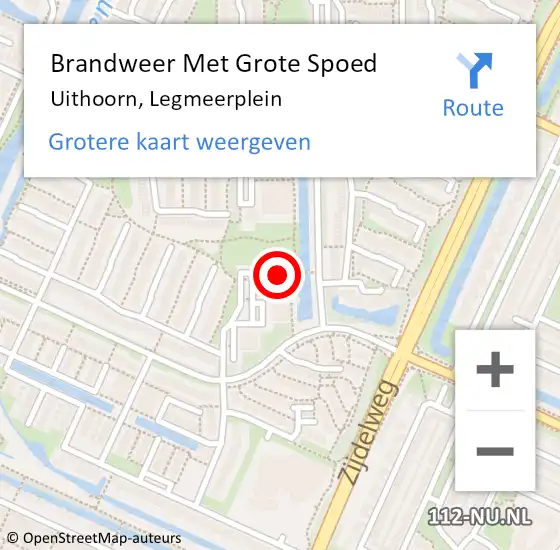 Locatie op kaart van de 112 melding: Brandweer Met Grote Spoed Naar Uithoorn, Legmeerplein op 27 juni 2021 18:45