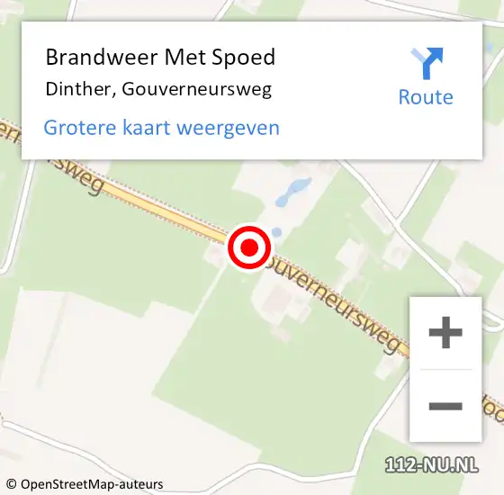 Locatie op kaart van de 112 melding: Brandweer Met Spoed Naar Dinther, Gouverneursweg op 27 juni 2021 18:46