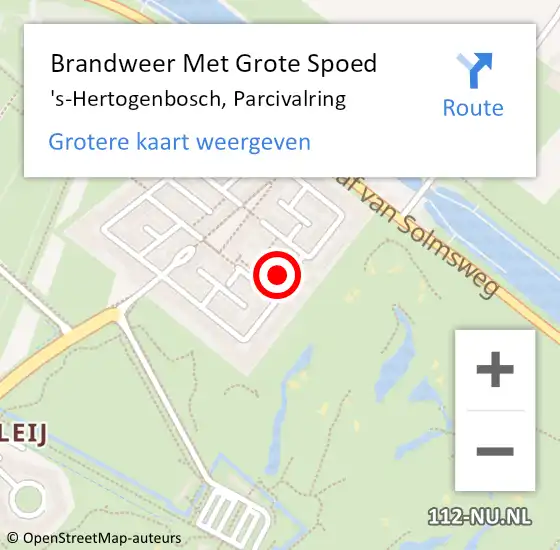 Locatie op kaart van de 112 melding: Brandweer Met Grote Spoed Naar 's-Hertogenbosch, Parcivalring op 27 juni 2021 18:49